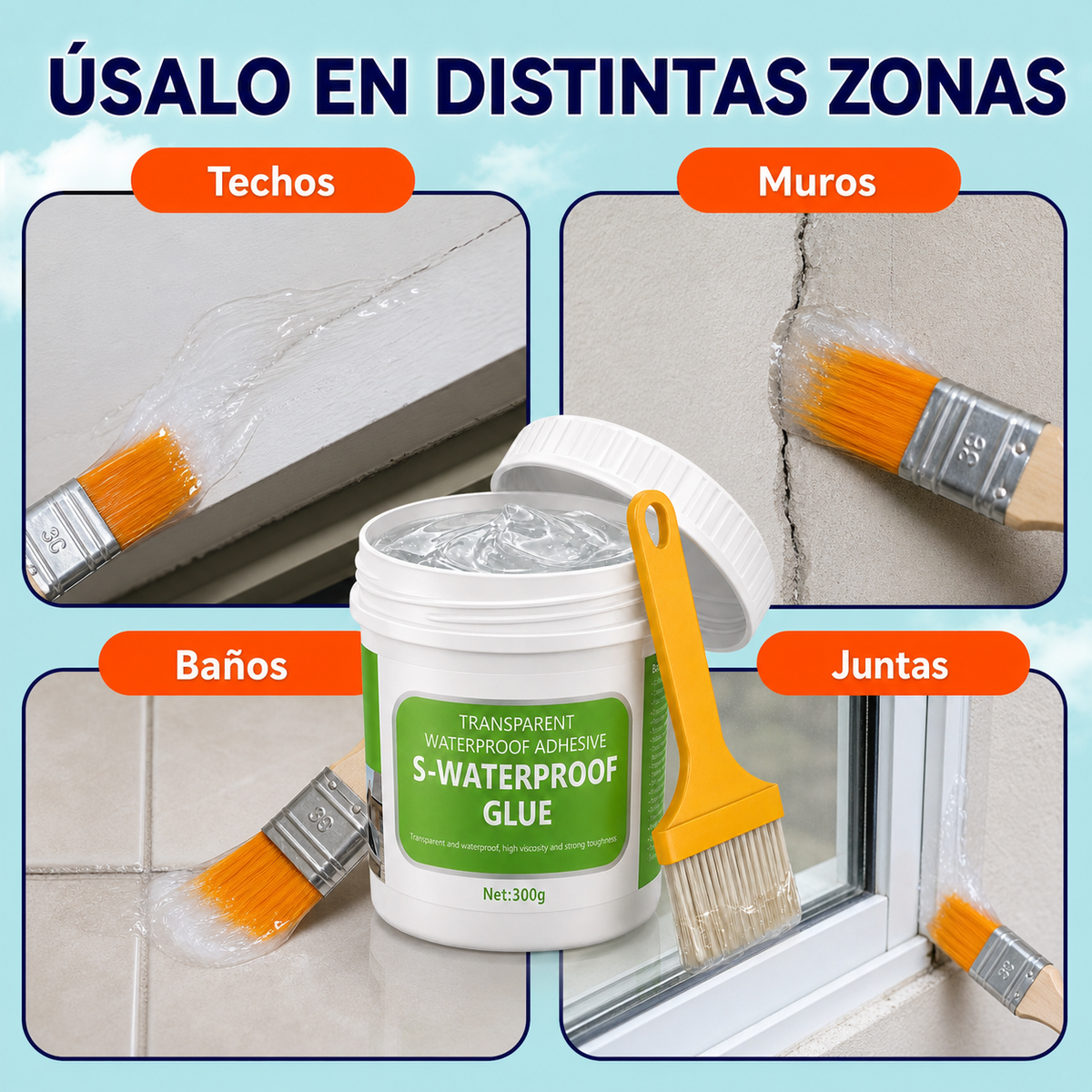 Sellador Impermeable Transparente (x2) + Brocha de Regalo
