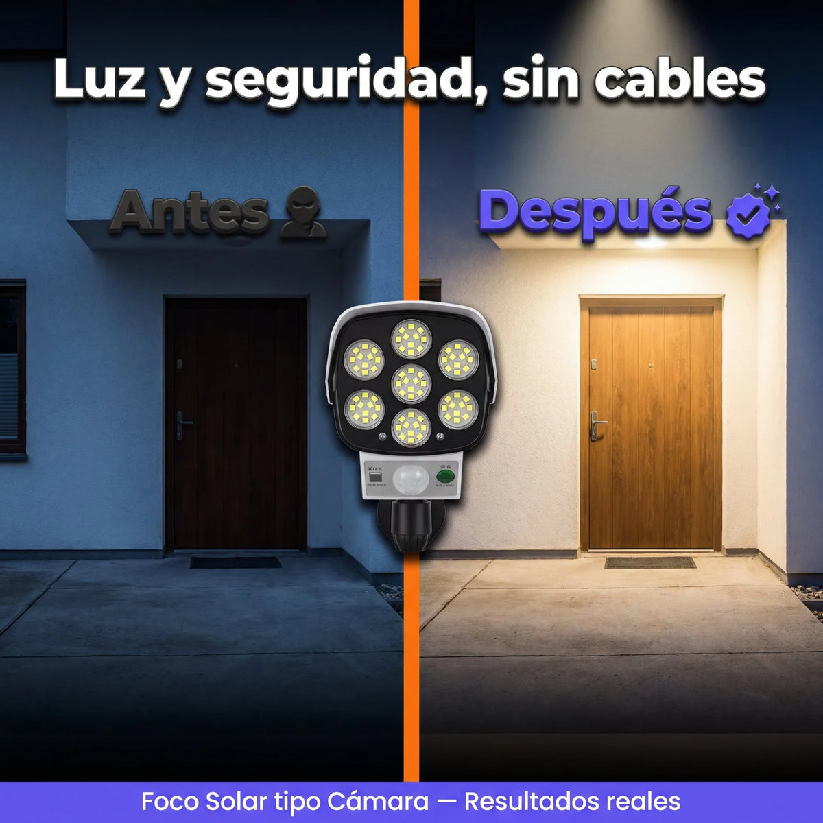 Foco Solar con Sensor de Movimiento — Diseño Cámara